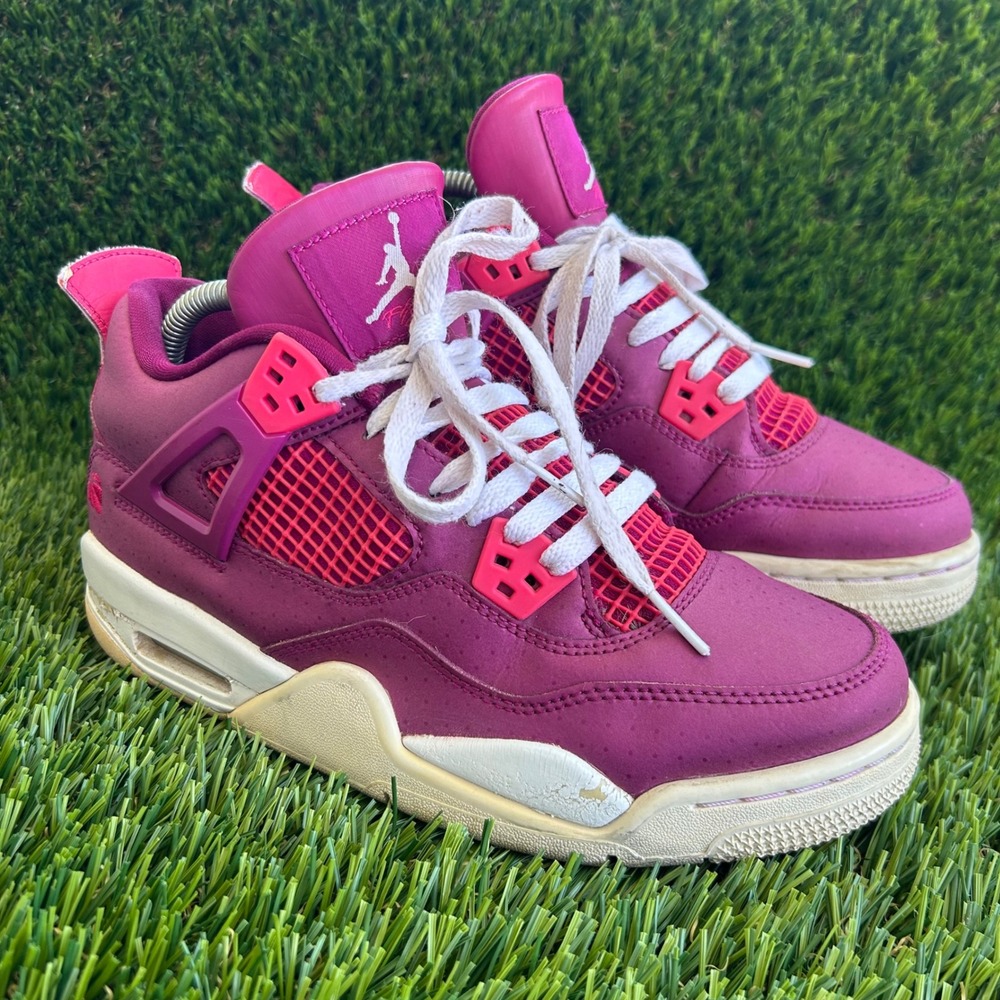 Nike Air Jordan 4 Retro GS True Berry Pink Sneakers 487724-661 Size 7Y‎